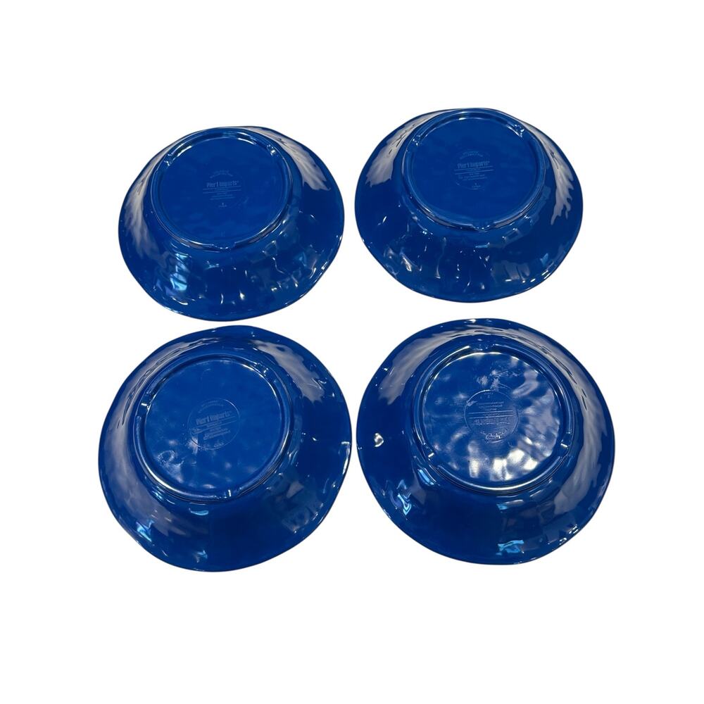 Set of 4 Pier 1 Carmelo Blue Rustic Crackle Melamine 7" Bowls - Picture 3 of 4